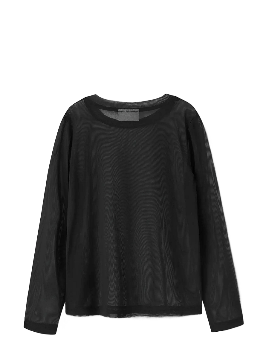 name it - NKFROPHELIA LS MESH TOP - långärmade t-shirts - black - 2