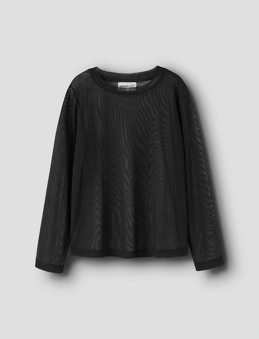 name it - NKFROPHELIA LS MESH TOP - långärmade t-shirts - black - 0