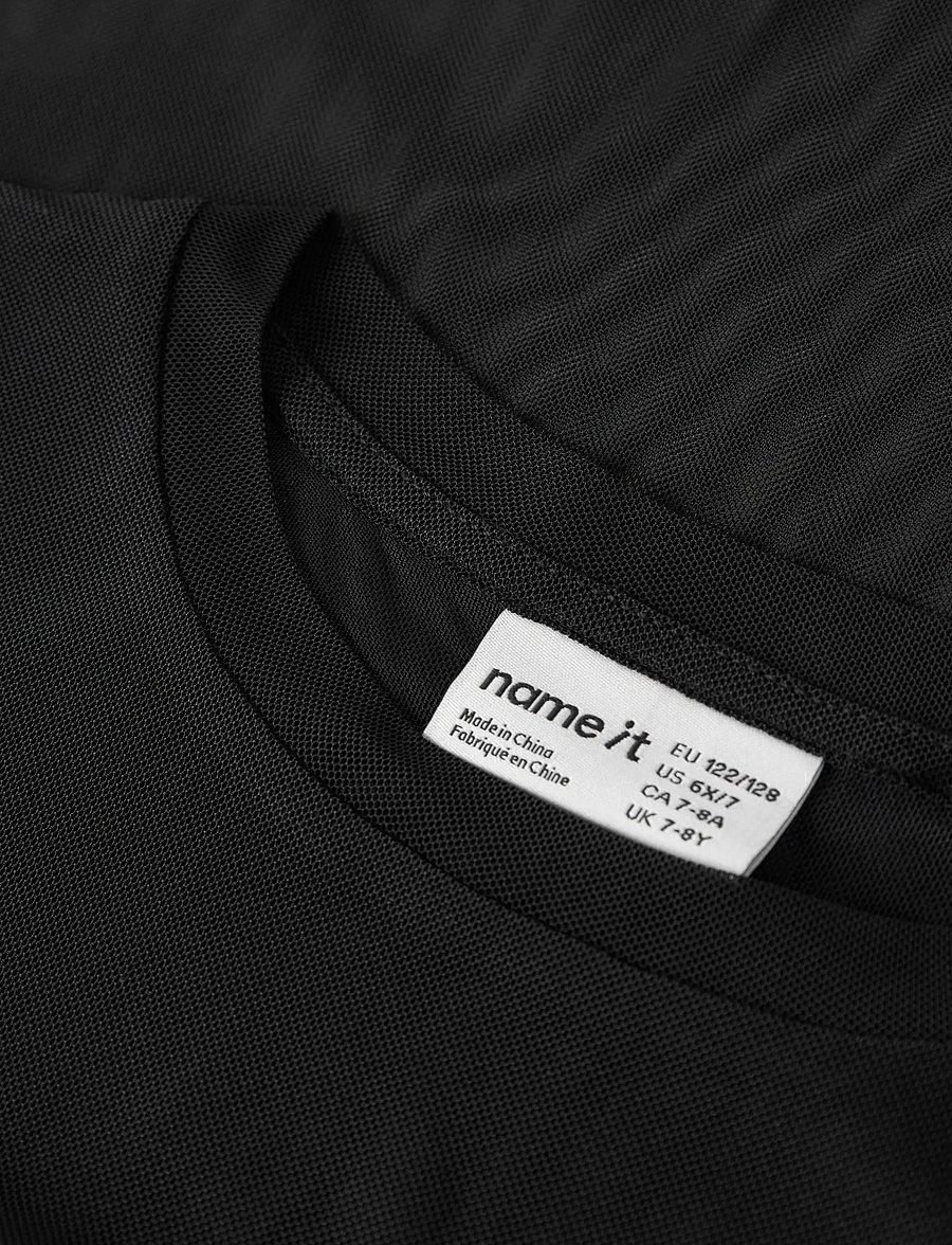 name it - NKFROPHELIA LS MESH TOP - långärmade t-shirts - black - 3