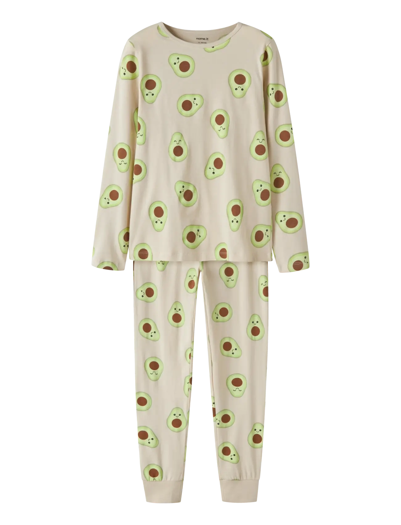 name it NKFNIGHTSET OATMEAL AVOCADO NOOS - Pyjamasset - OATMEAL / beige