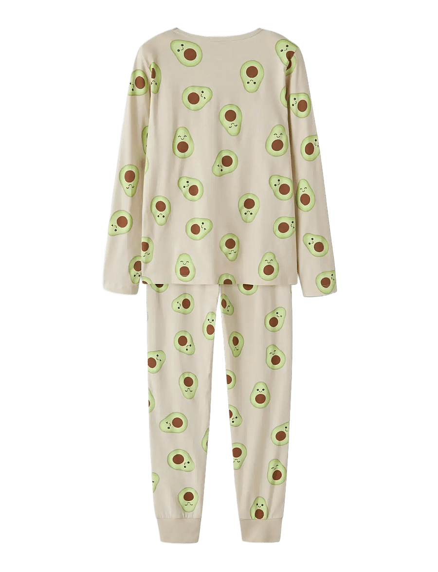 name it - NKFNIGHTSET OATMEAL AVOCADO NOOS - pyjama-sets - oatmeal - 2