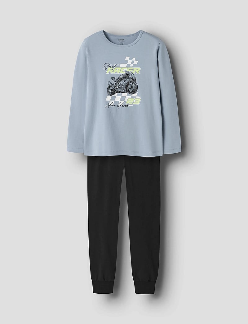name it - NKMNIGHTSET DUSTY RACER NOOS - pyjamassæt - dusty blue - 0