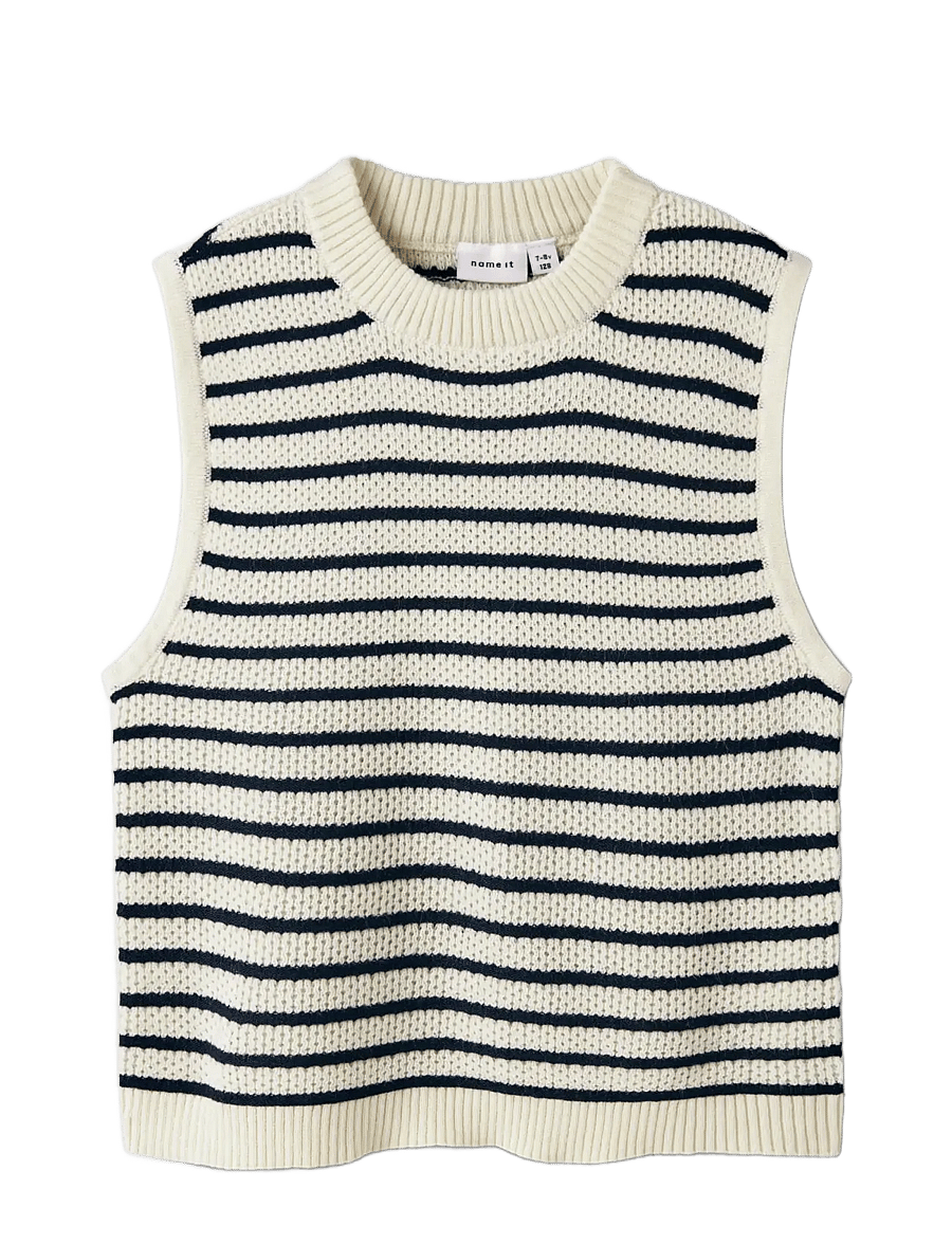 name it - NKFFUMIKO SL LOOSE KNIT TOP - västar - antique white - 2