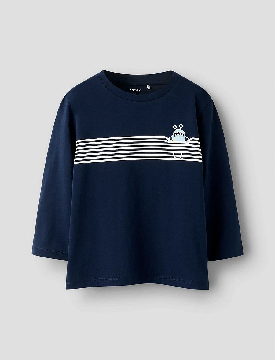 name it - NMMNONSTER LS NREG TOP - langærmede t-shirts - navy blazer - 0