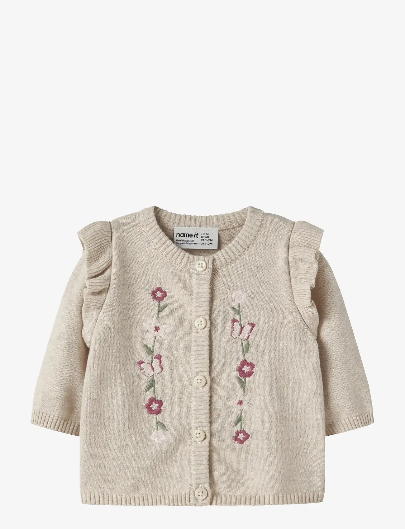 name it - NBFFLOWERS LS KNIT CARD - cardigans - peyote melange - 0