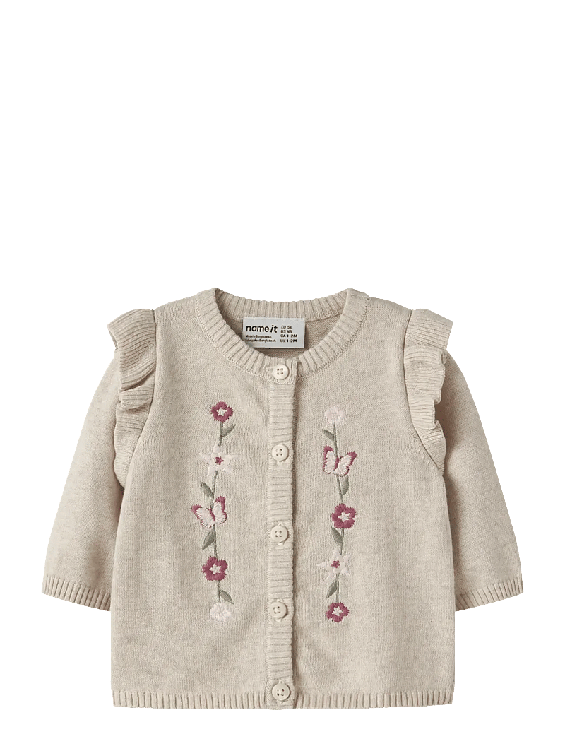 name it - NBFFLOWERS LS KNIT CARD - cardigans - peyote melange - 0