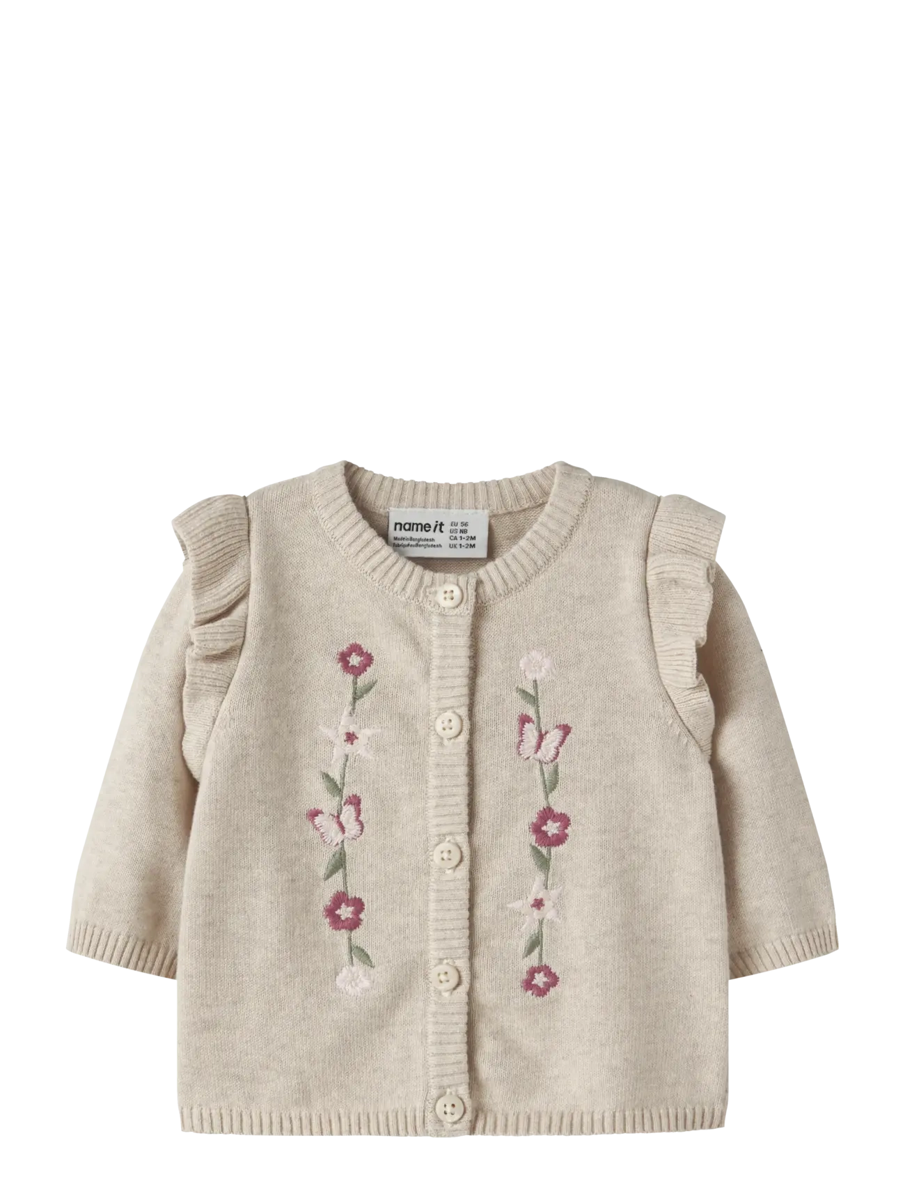 name it - NBFFLOWERS LS KNIT CARD - cardigans - peyote melange - 0