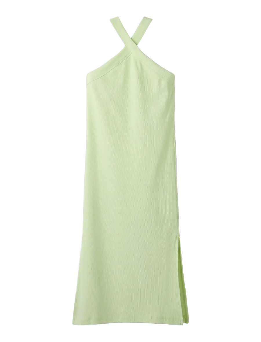 name it - NKFFLOMMIZ ONESHOULD SLIM LONG DRESS BOX - Ärmellose freizeitkleider - lime cream - 1