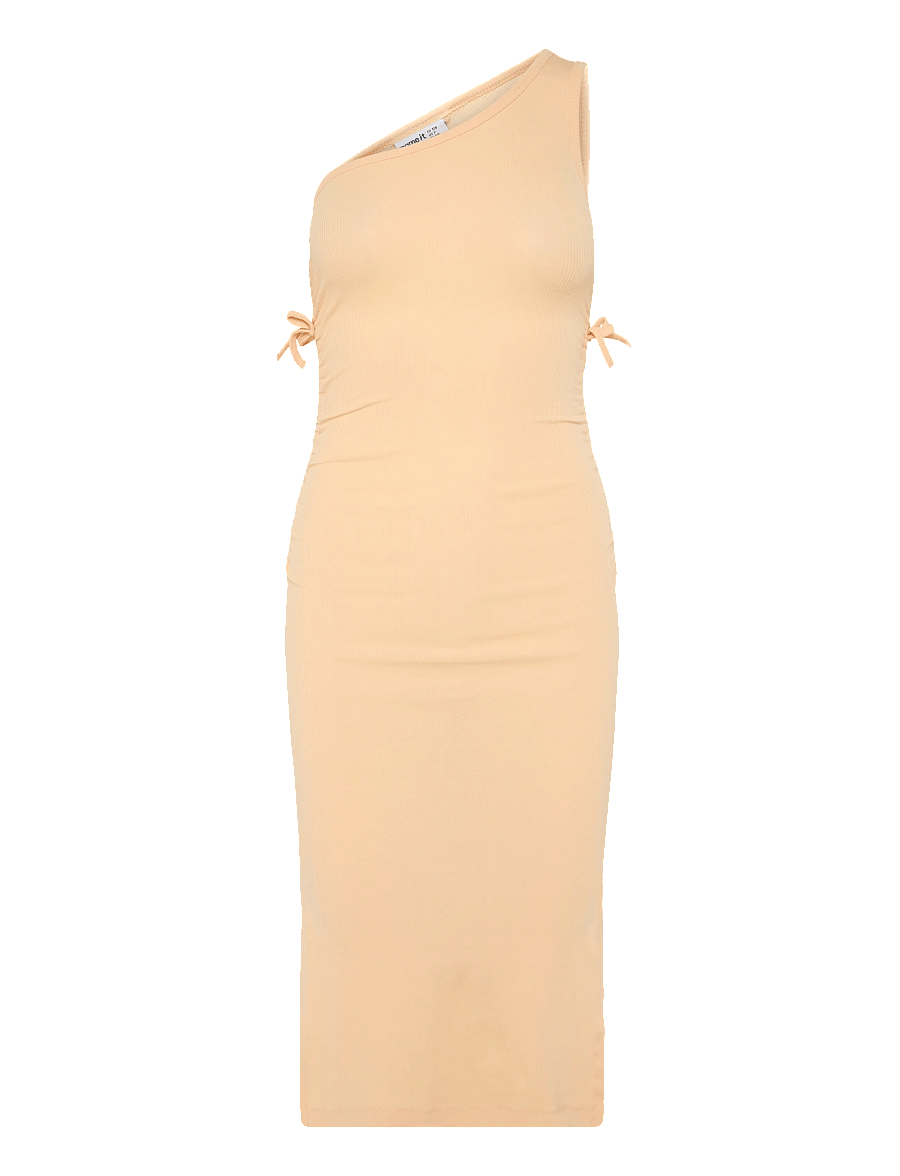 name it - NKFFLOMMIZ ONESHOULD SLIM LONG DRESS BOX - varrukateta vabaaja kleidid - peach fuzz - 0