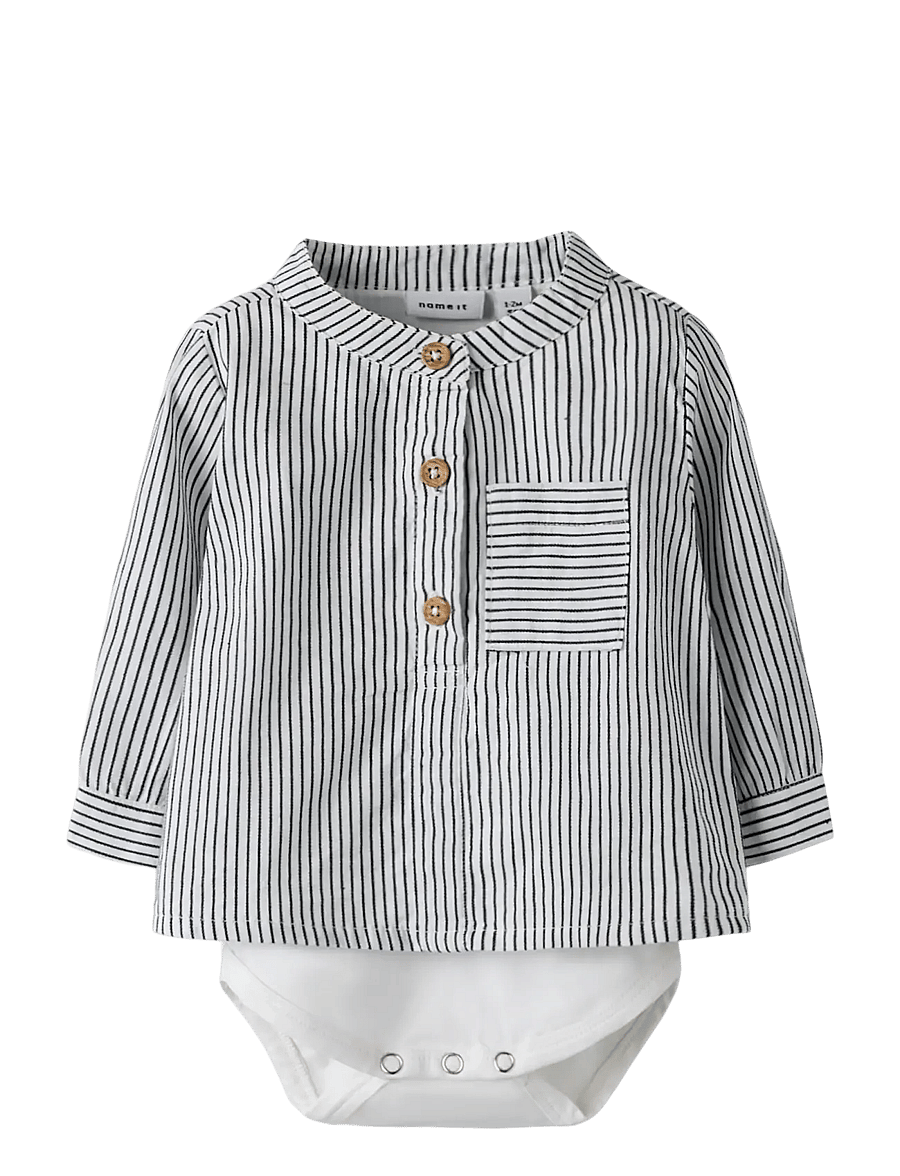 name it - NBMFAR LS SHIRTBODY - langærmede heldragter - cloud dancer - 0