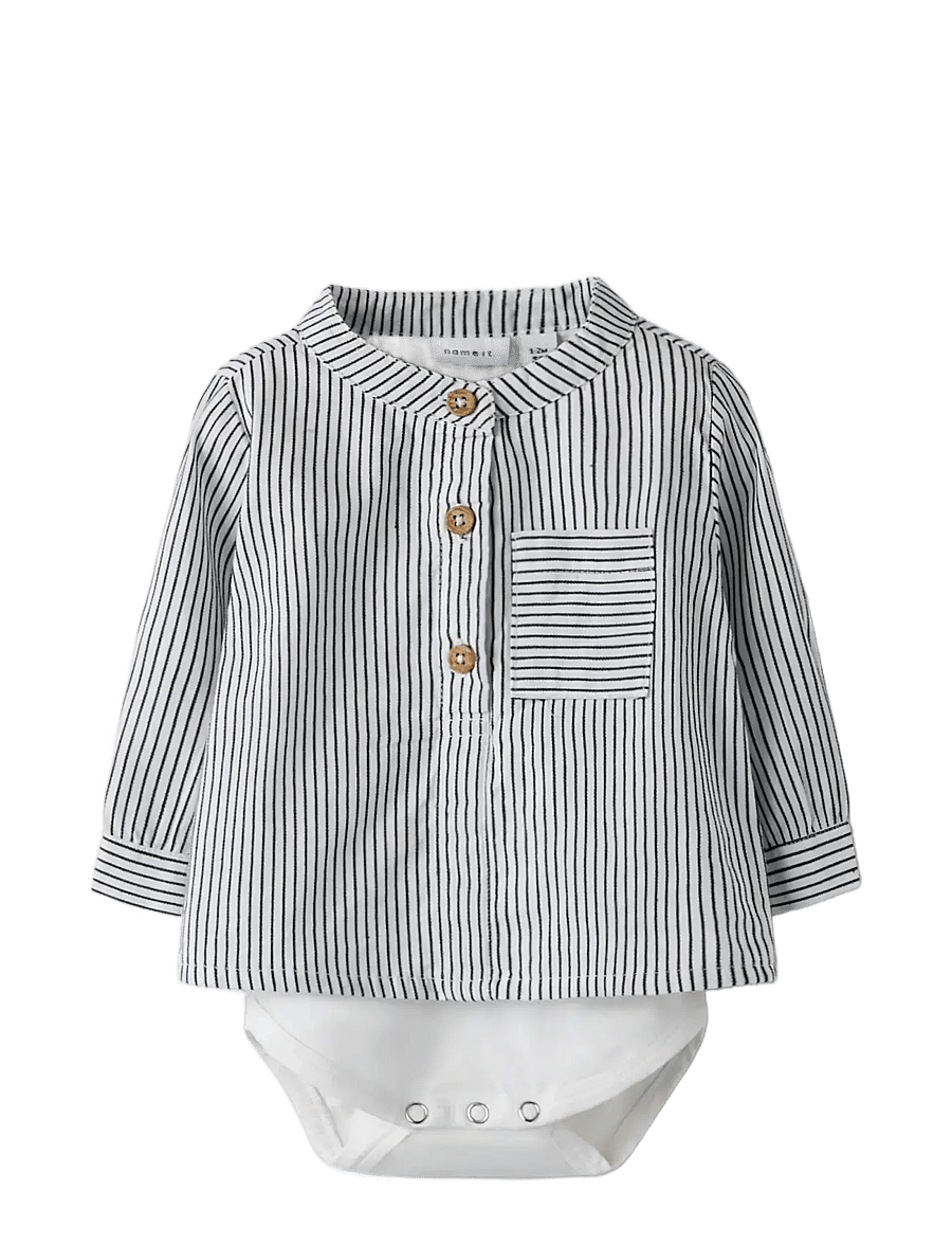 name it - NBMFAR LS SHIRTBODY - langærmede heldragter - cloud dancer - 2