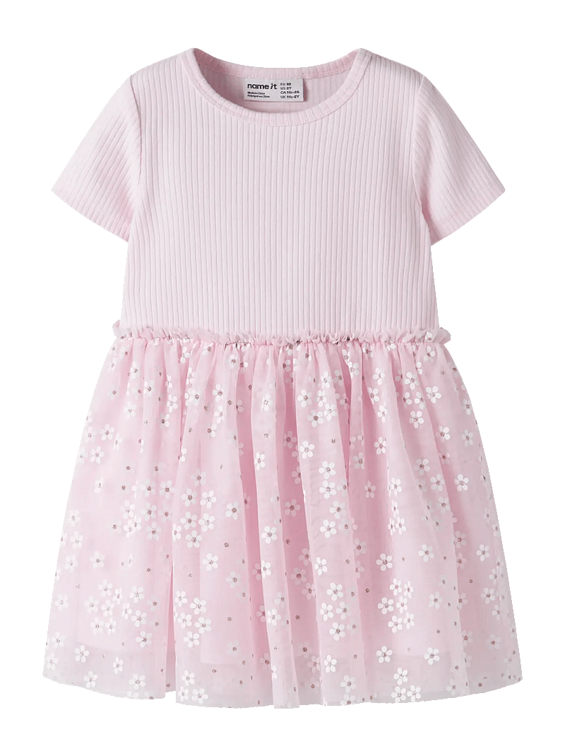name it - NMFFLORAL SS DRESS - kurzärmelige freizeitkleider - cradle pink - 0