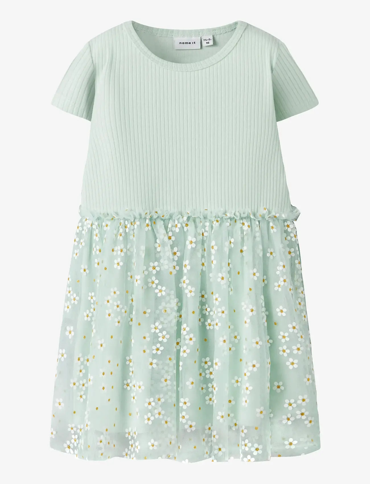 name it - NMFFLORAL SS DRESS - lühikeste varrukatega vabaaja kleidid - pale aqua - 0