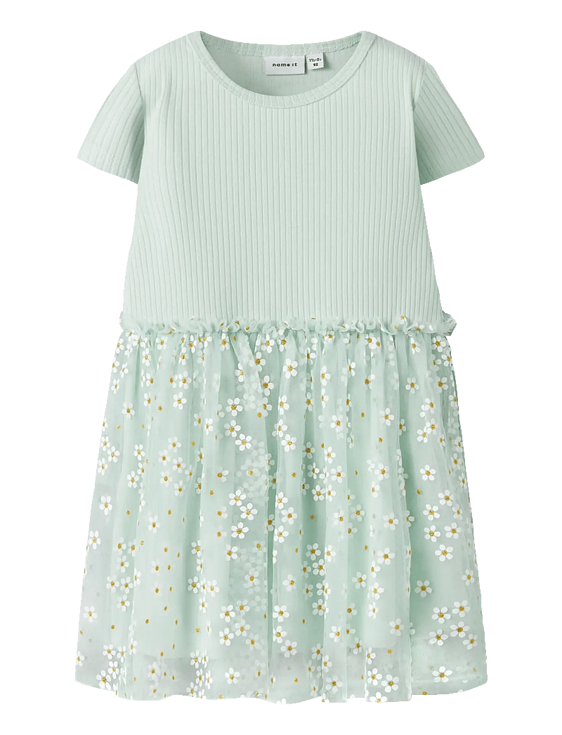 name it - NMFFLORAL SS DRESS - kortærmede hverdagskjoler - pale aqua - 0