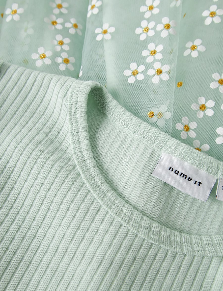 name it - NMFFLORAL SS DRESS - lühikeste varrukatega vabaaja kleidid - pale aqua - 2