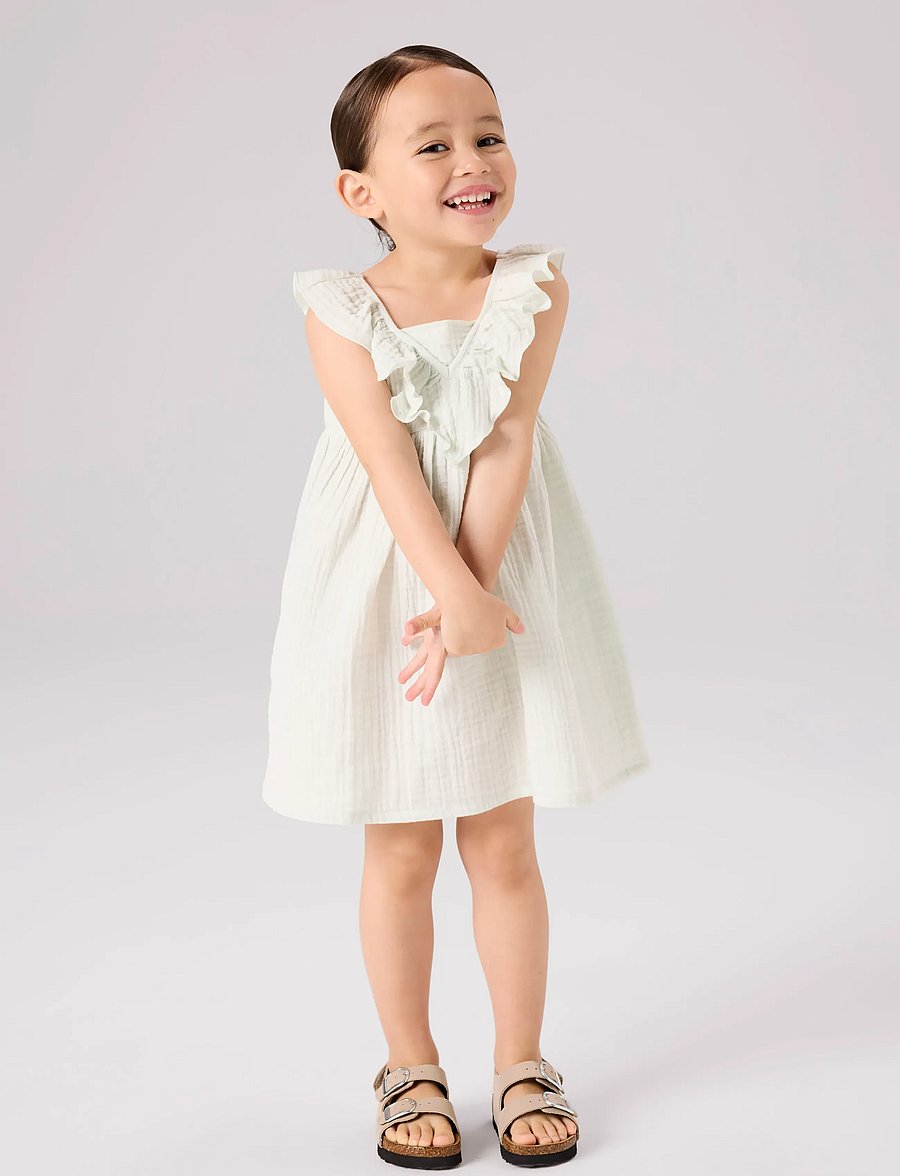 name it - NMFFUSLIN CAPSL DRESS - kurzärmelige babykleider - pale aqua - 2