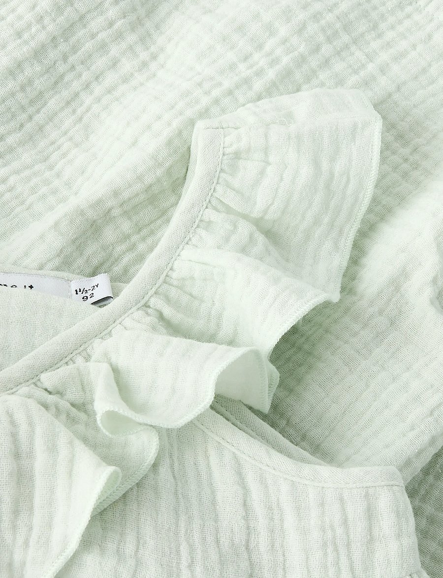 name it - NMFFUSLIN CAPSL DRESS - kurzärmelige babykleider - pale aqua - 4