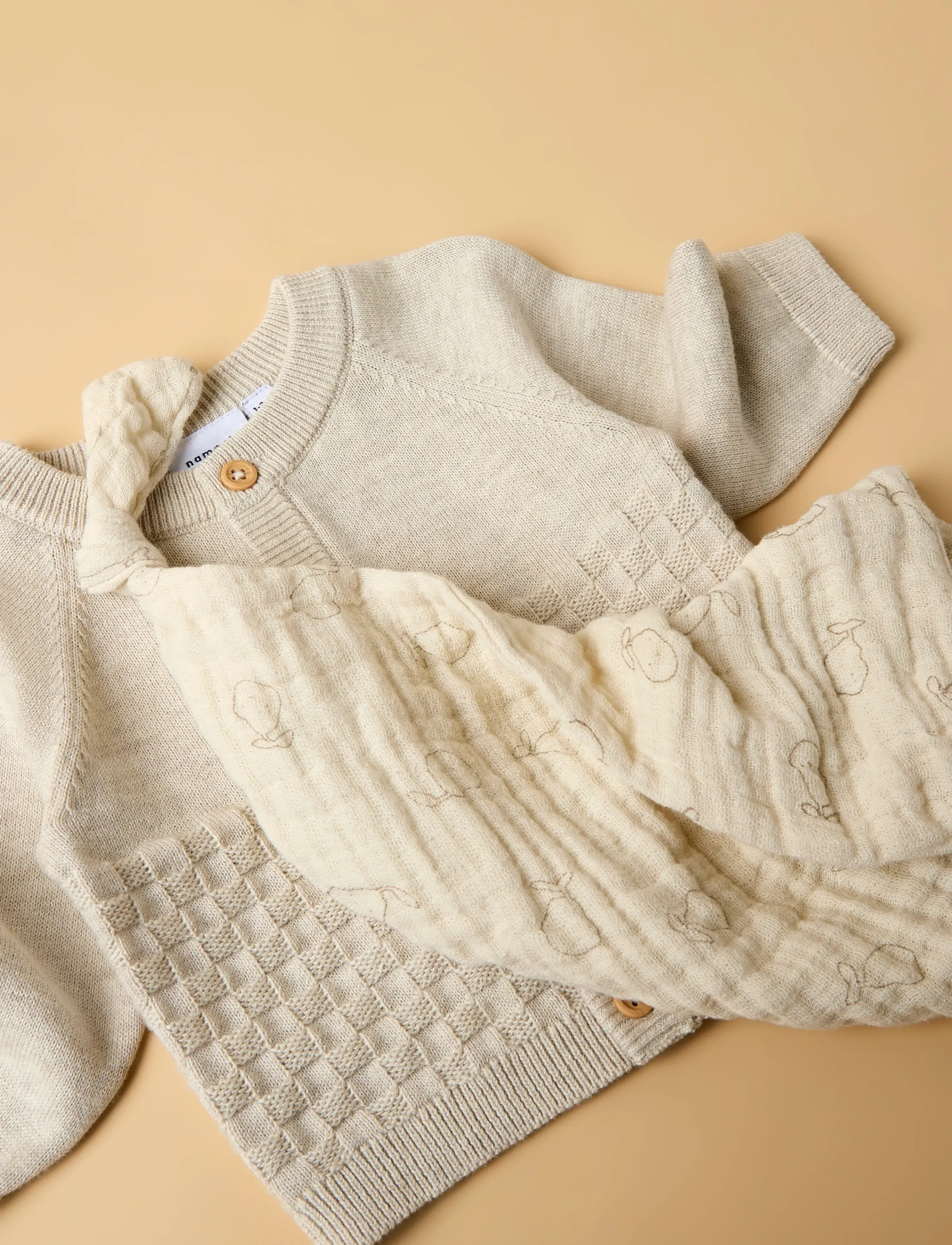 name it - NBNOROLLY LS KNIT CARD - koftor - peyote melange - 3