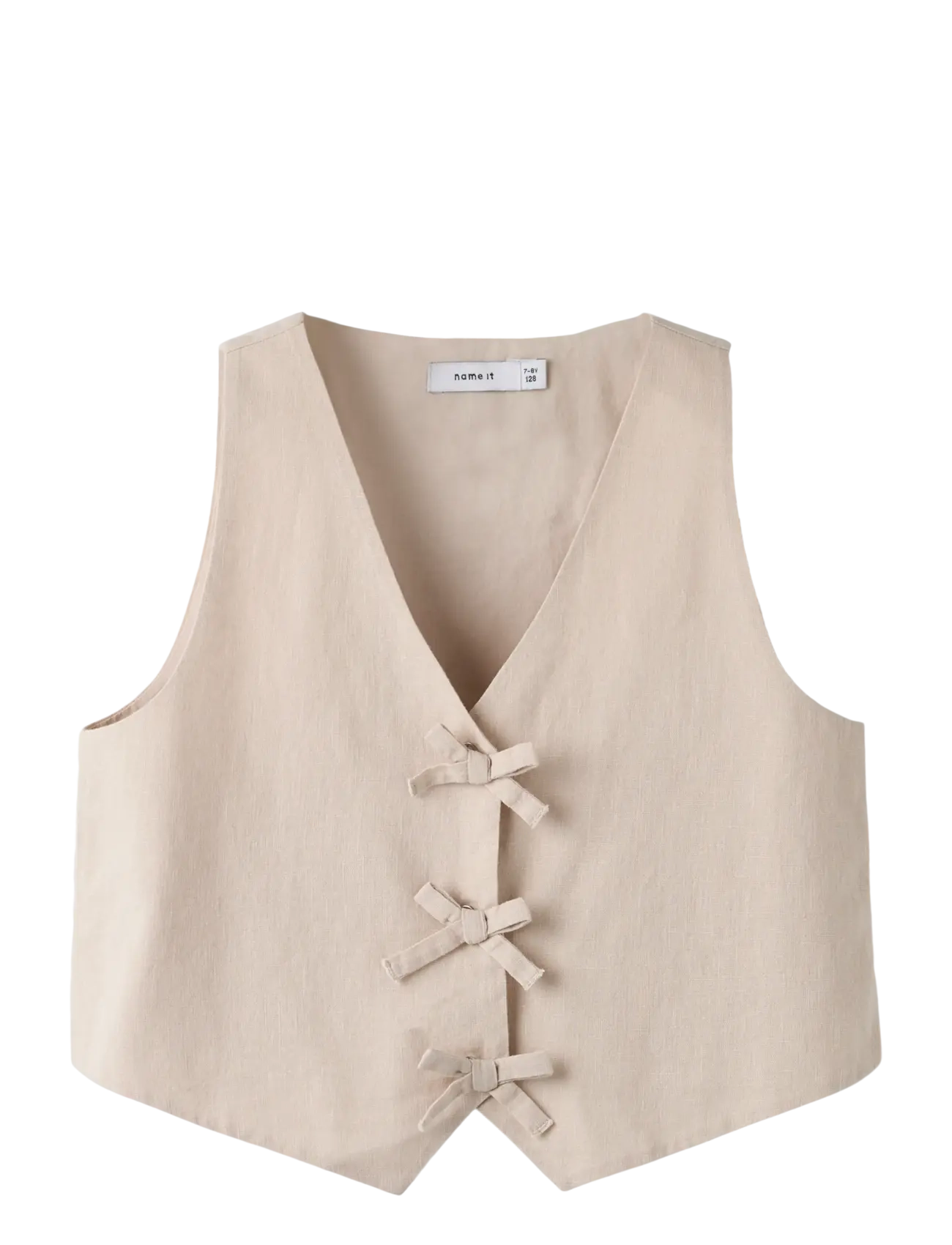 name it Nkffalinnen Cropped Waistcoat, 134-140, Oberteile, Grau - Westen, Kinder