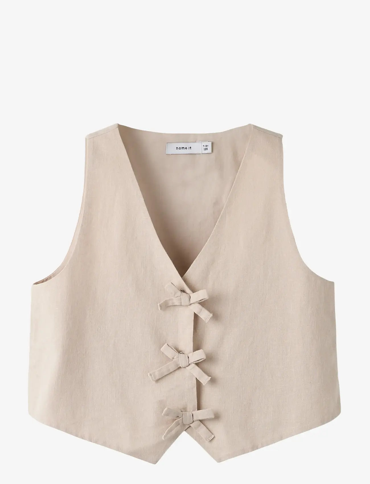 name it - NKFFALINNEN CROPPED WAISTCOAT - veste - chateau gray - 0