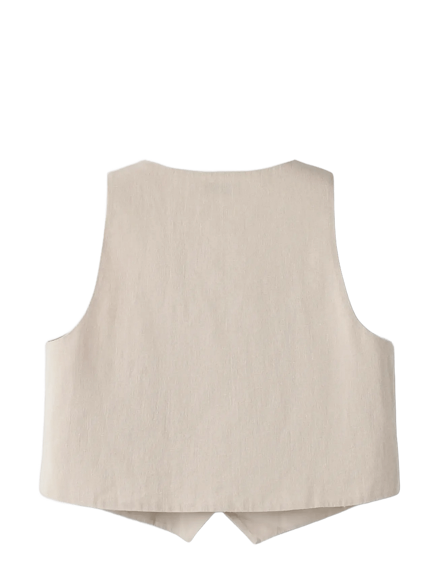 name it - NKFFALINNEN CROPPED WAISTCOAT - gilets - chateau gray - 1