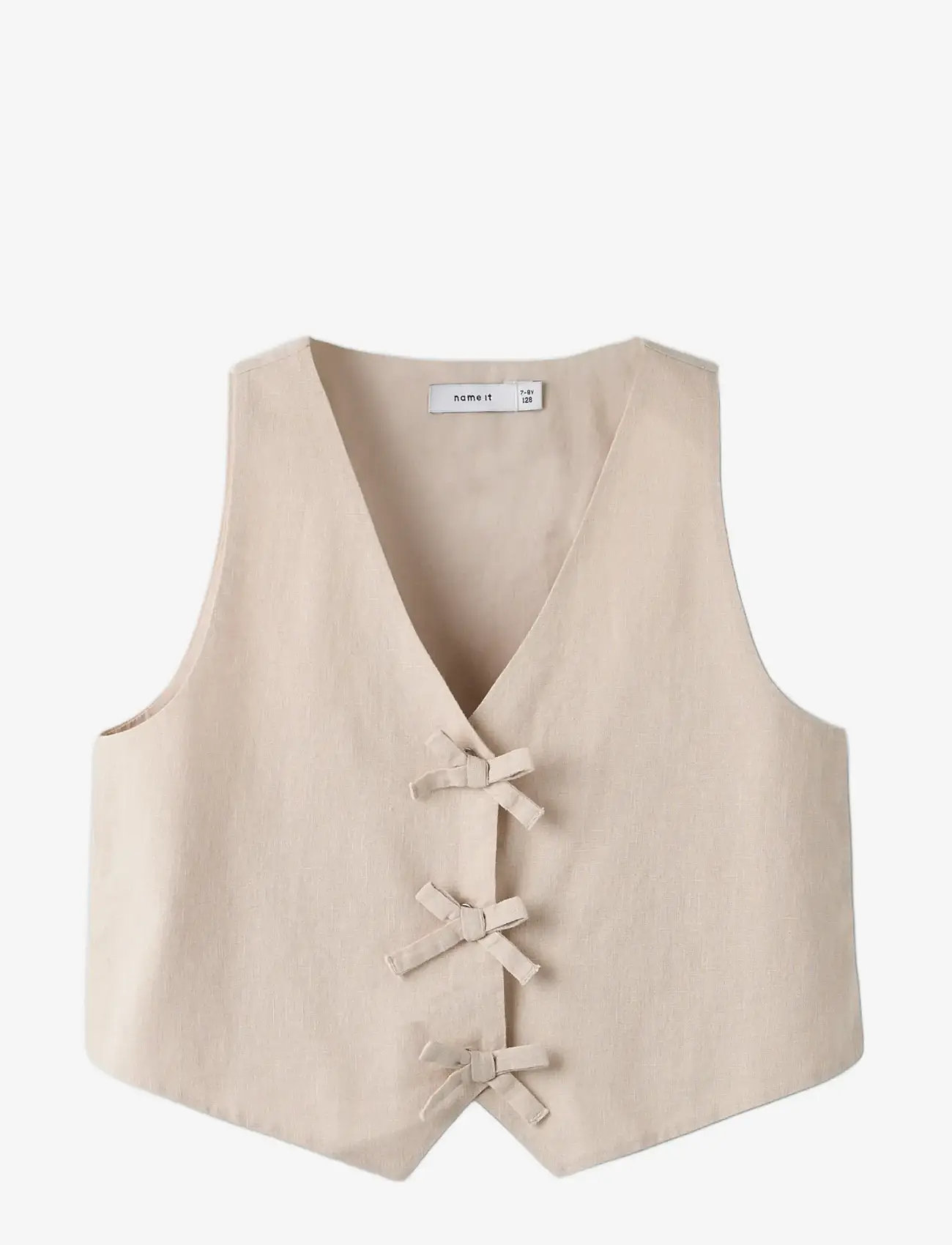 name it - NKFFALINNEN CROPPED WAISTCOAT - veste - chateau gray - 2