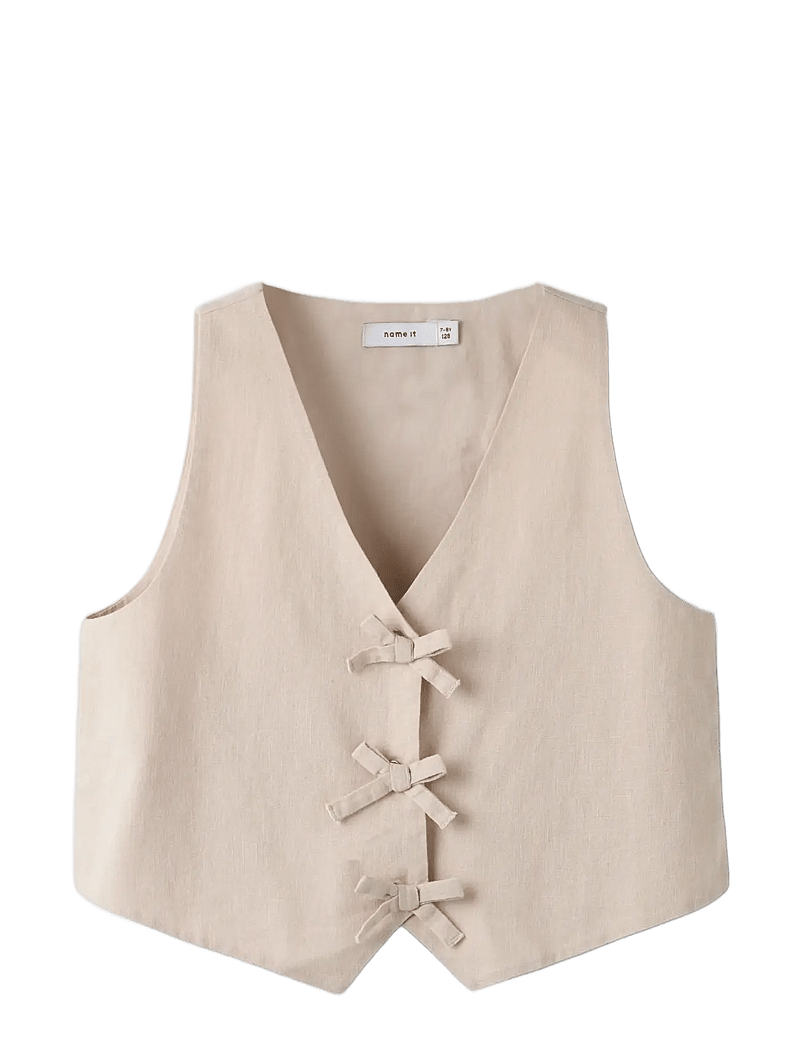 name it - NKFFALINNEN CROPPED WAISTCOAT - veste - chateau gray - 2