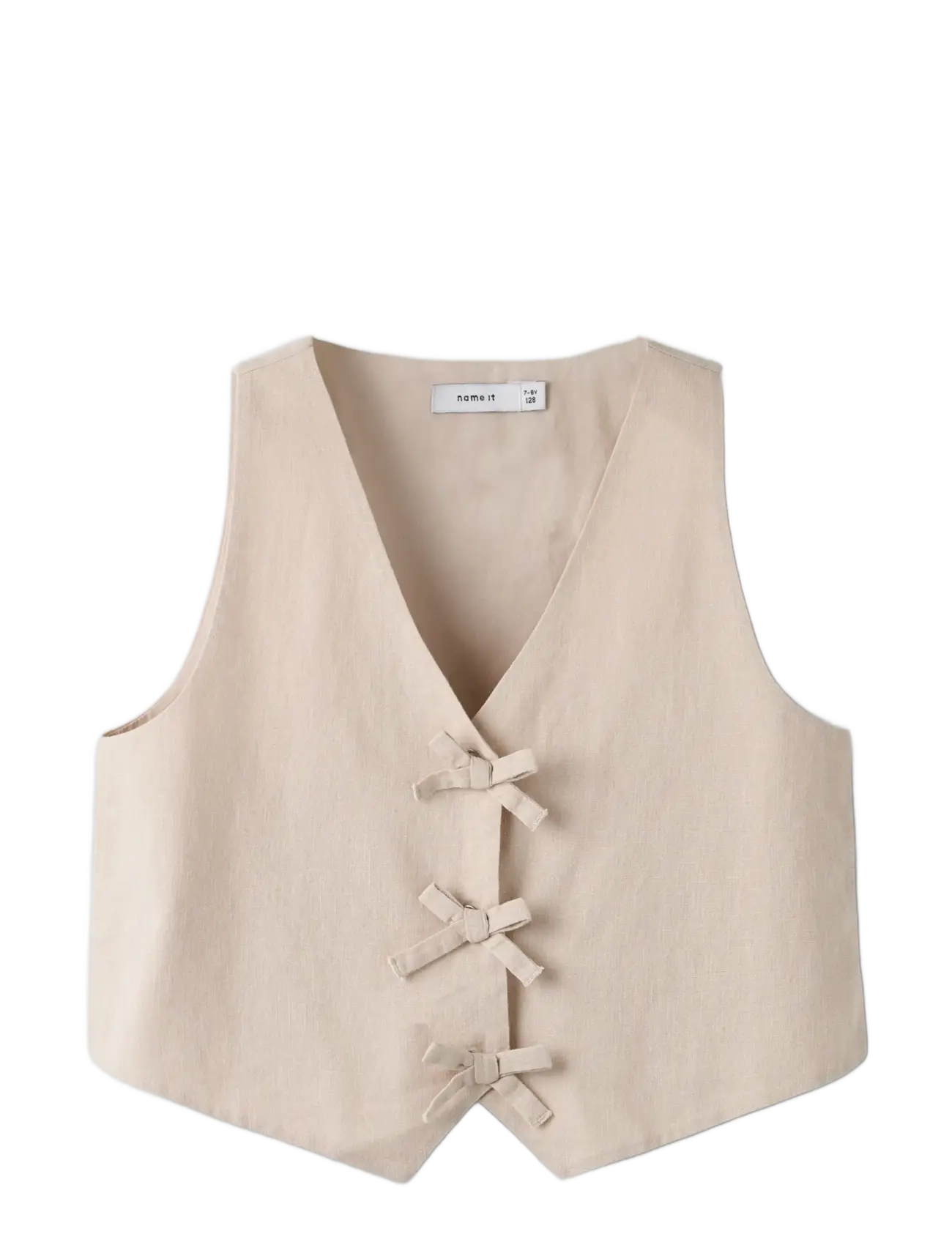 name it - NKFFALINNEN CROPPED WAISTCOAT - vests - chateau gray - 2