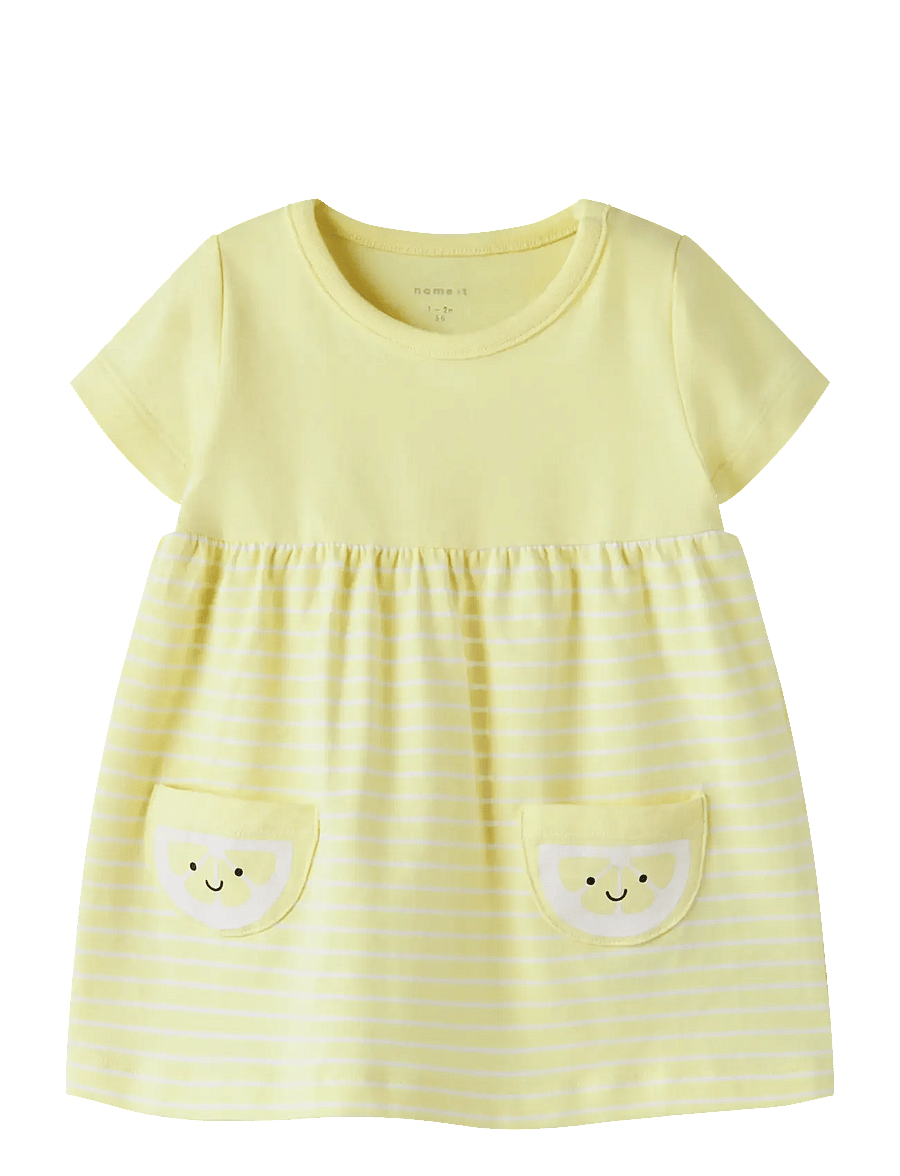 name it - NBFFUNNIEZ SS DRESS - stutterma barnakjólar - lemonade - 0