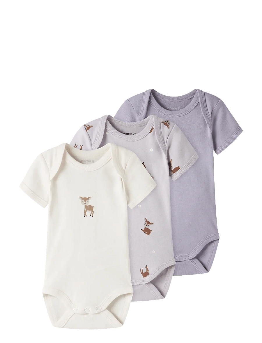 name it - NBFBODY 3P SS LILAC MARBLE DEER NOOS - multipack bodys - lilac marble - 1