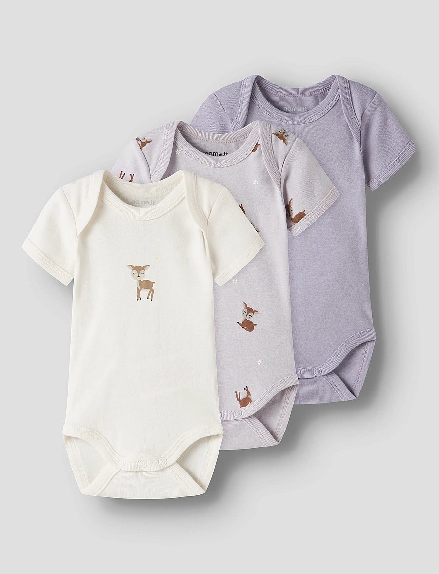 name it - NBFBODY 3P SS LILAC MARBLE DEER NOOS - multipack bodys - lilac marble - 0