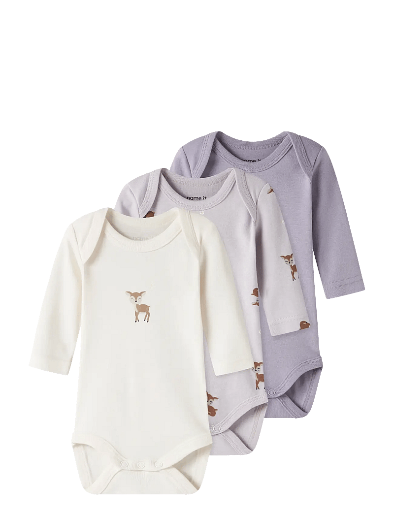 name it - NBFBODY 3P LS LILAC MARBLE DEER NOOS - multipack bodys - lilac marble - 1