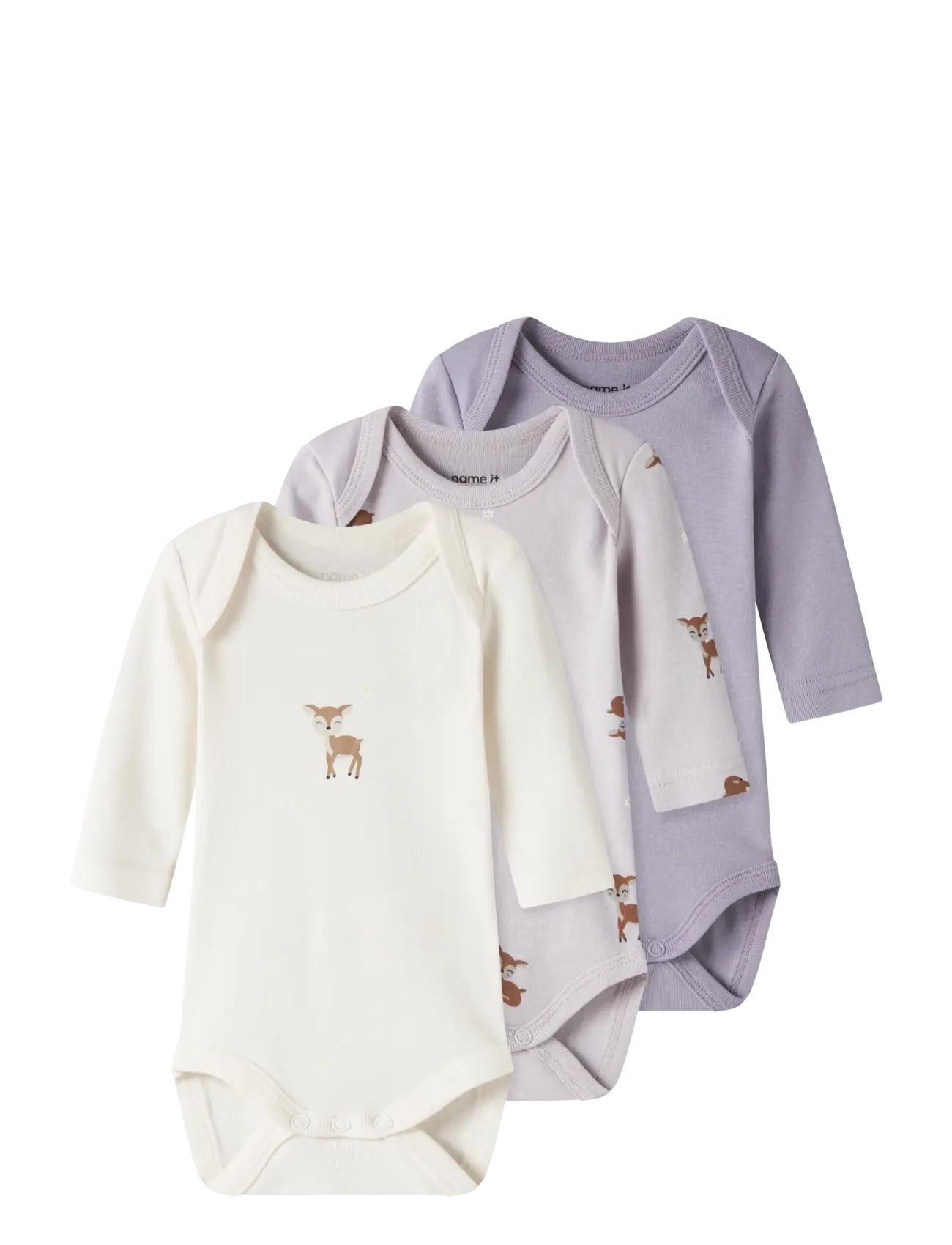 name it NBFBODY 3P LS LILAC MARBLE DEER NOOS - Bodyer i multipack - LILAC MARBLE / purple
