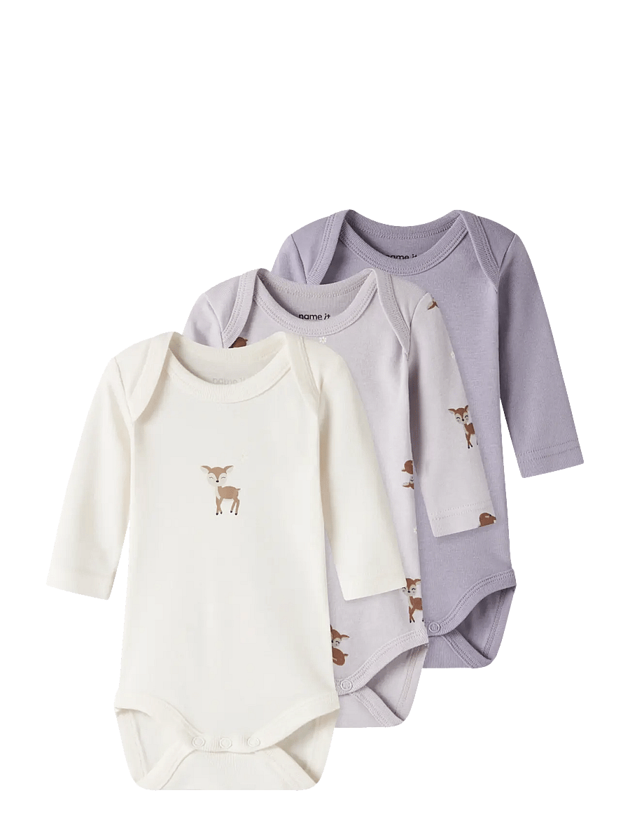 name it - NBFBODY 3P LS LILAC MARBLE DEER NOOS - lot de plusieurs bodies - lilac marble - 1