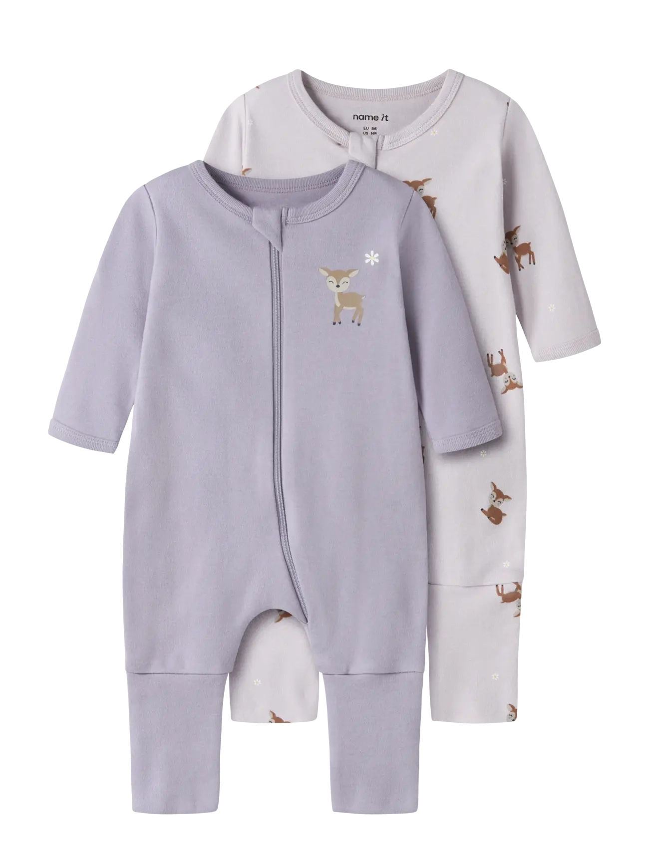 name it NBFNIGHTSUIT 2P ZIP FF LILAC DEER NOOS - Magamiskombinesoonid - LILAC MARBLE / purple