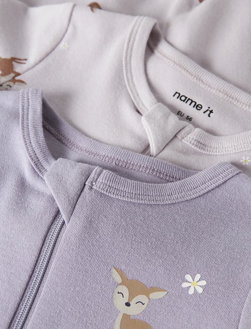 name it - NBFNIGHTSUIT 2P ZIP FF LILAC DEER NOOS - natdragter - lilac marble - 4