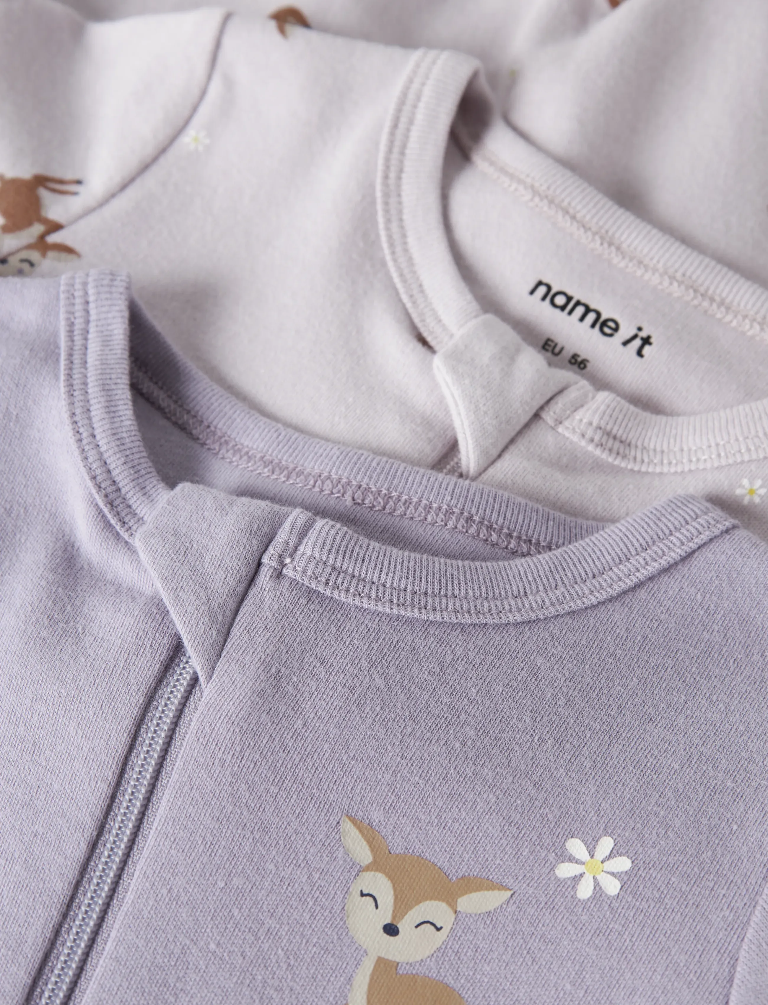 name it - NBFNIGHTSUIT 2P ZIP FF LILAC DEER NOOS - grenouillères - lilac marble - 4