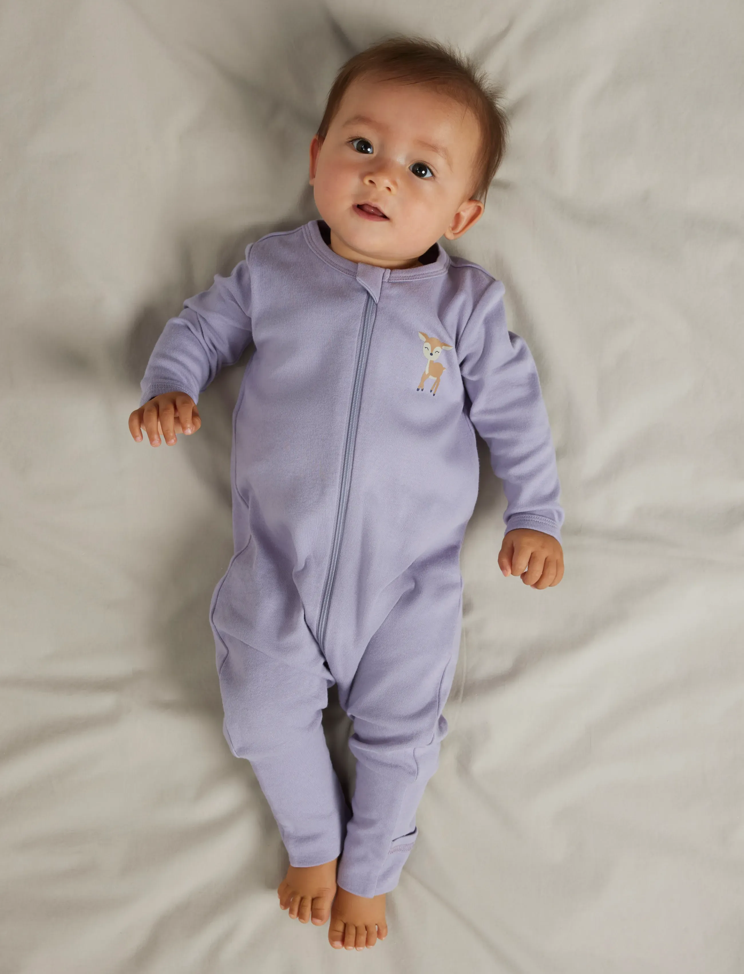 name it - NBFNIGHTSUIT 2P ZIP FF LILAC DEER NOOS - grenouillères - lilac marble - 5