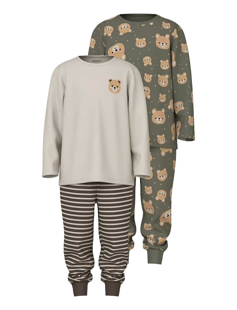 name it - NMMNIGHTSET 2P AOP NOOS - pyjamasset - dusty olive - 1