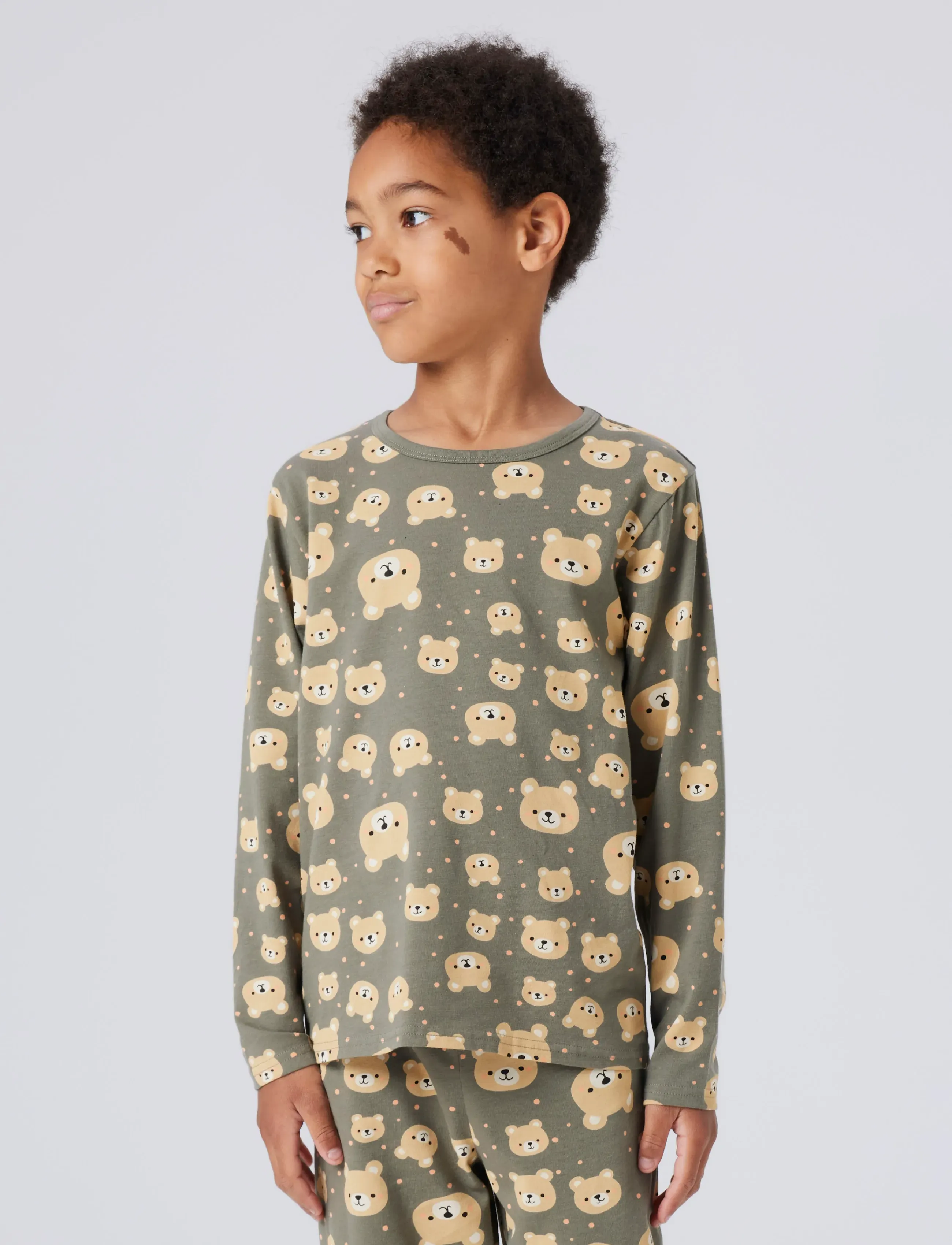 name it Nmmnightset 2P Aop Noos, 86-92, Khaki green, Pyjamas > Pyjamas-Sæt, Børn