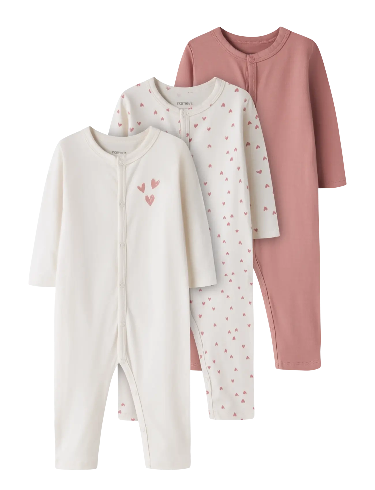 name it Nbnnightsuit 3P Aop Noos, Børn, Baby Natdragt, Cream, Str: 86