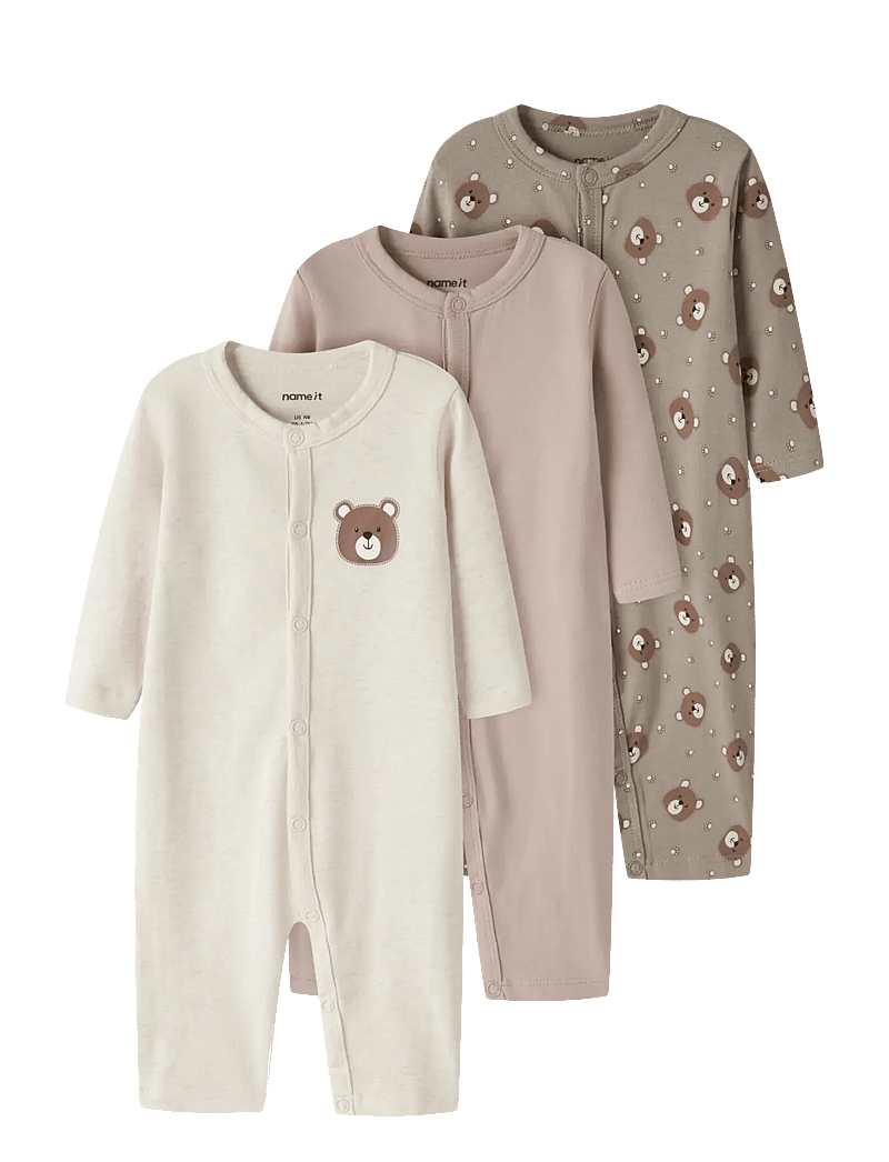 name it - NBNNIGHTSUIT 3P AOP NOOS - schlafoveralls - vintage khaki - 1