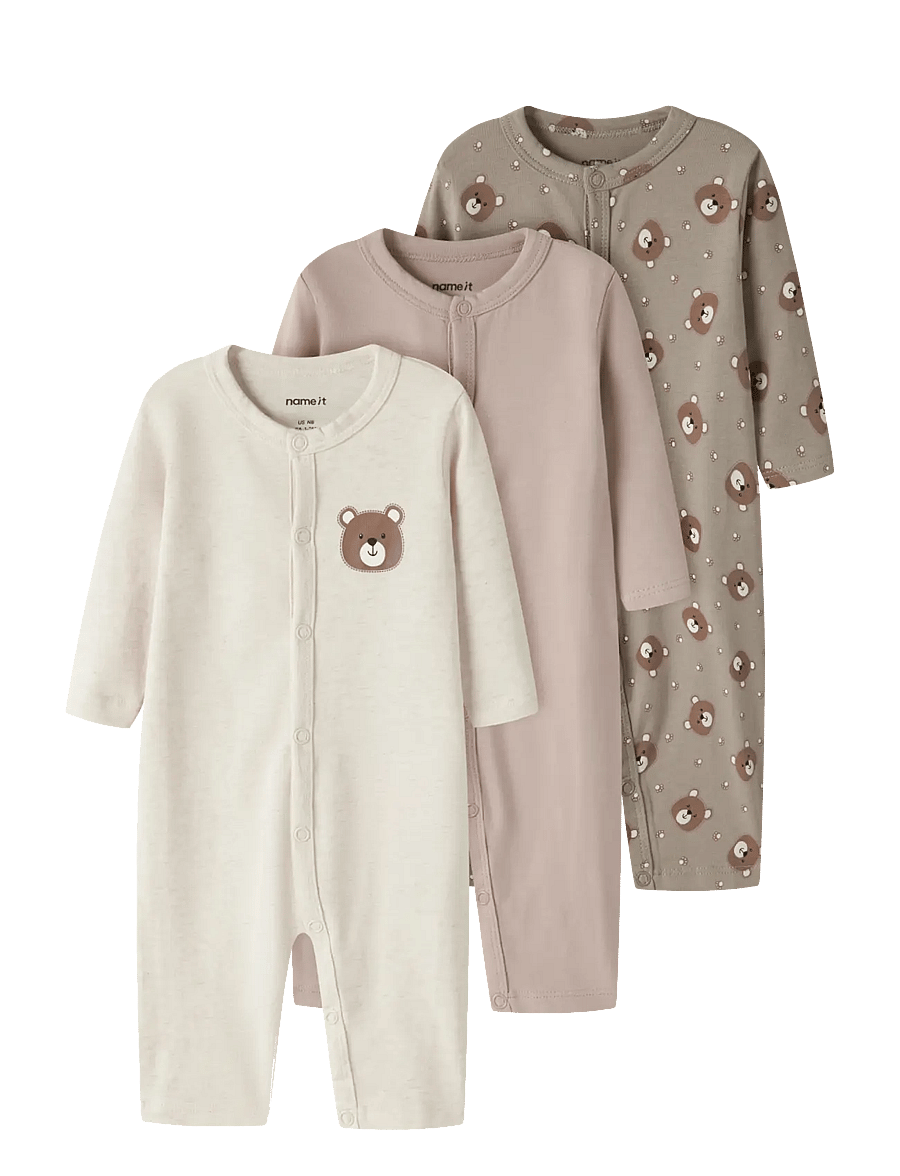 name it - NBNNIGHTSUIT 3P AOP NOOS - schlafoveralls - vintage khaki - 1