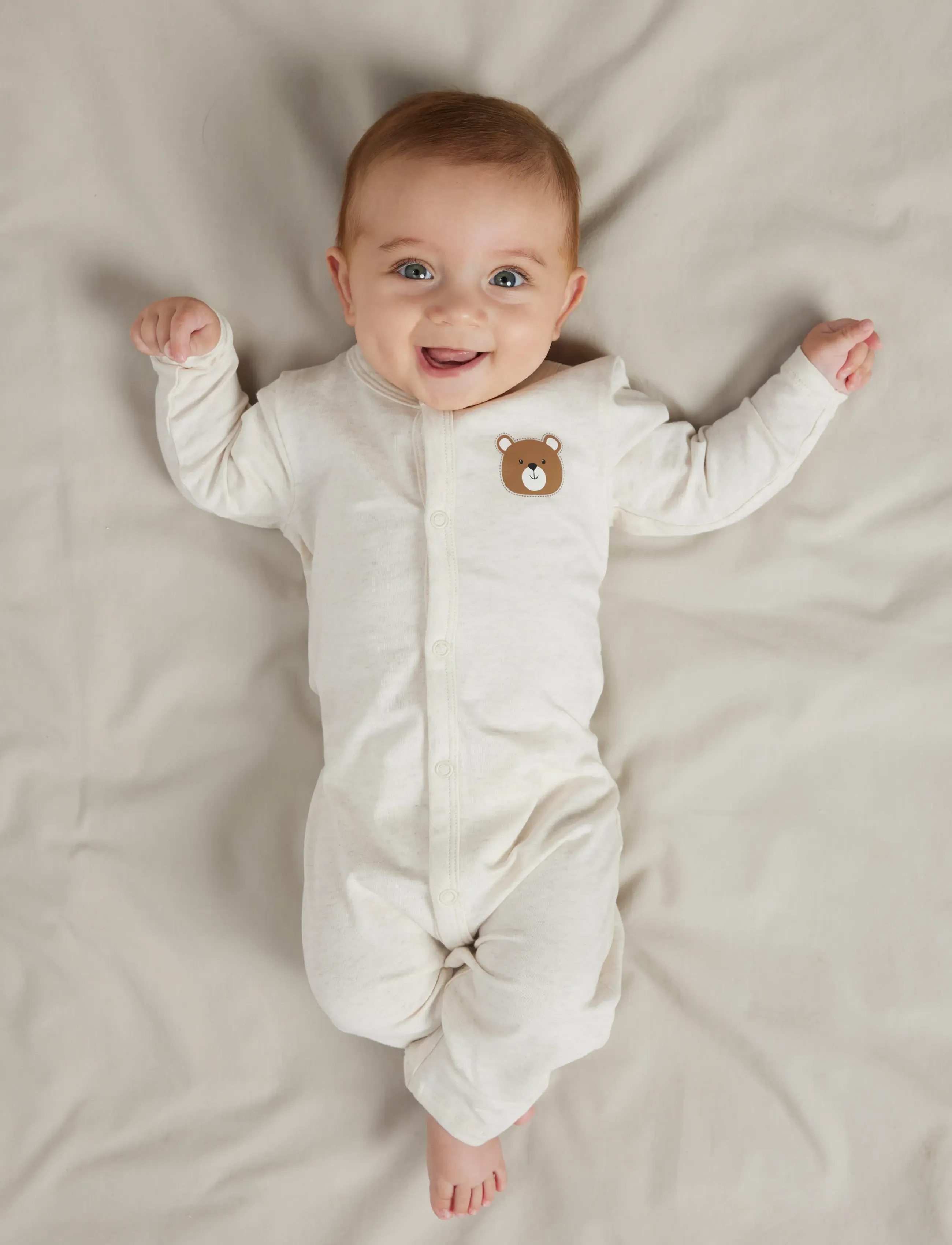 name it Nbnnightsuit 3P Aop Noos, Børn, Baby Natdragt, Beige, Str: 86