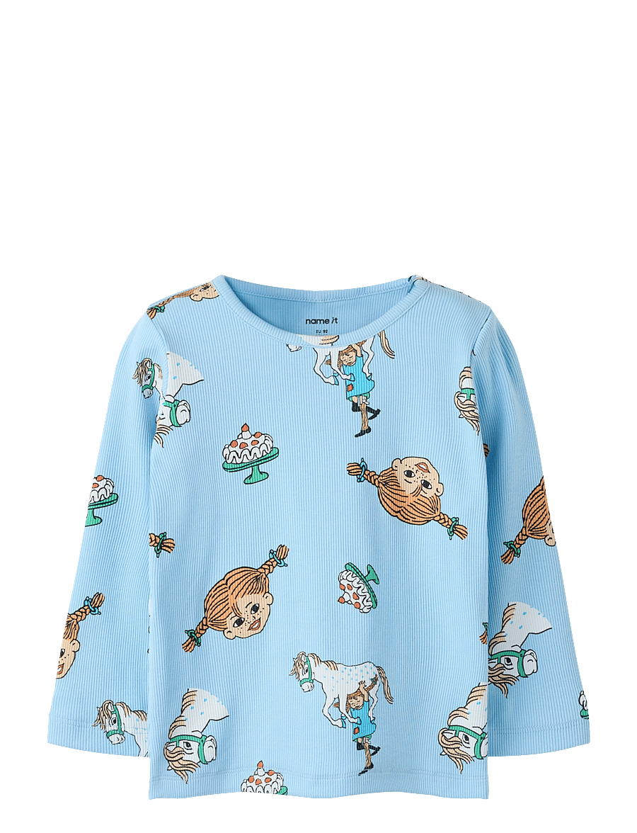 name it - NMFSOCA PIPPI LS TOP LNOOS SKY - långärmade t-shirts - airy blue - 0