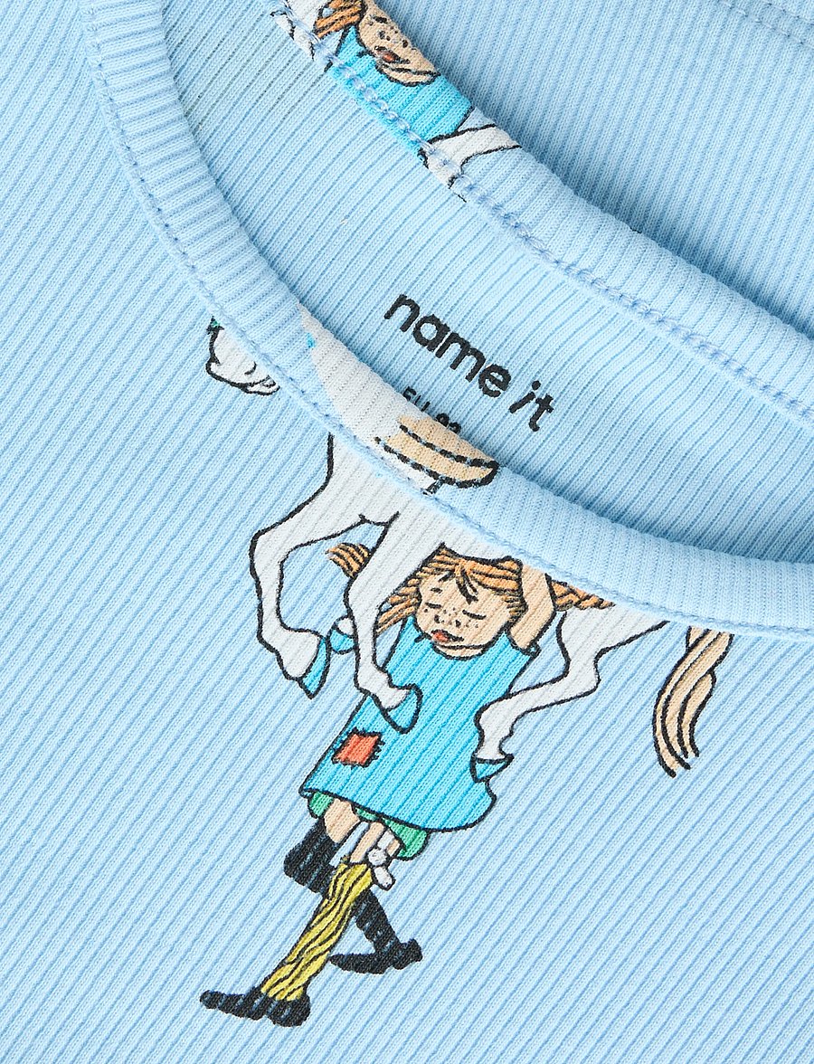 name it - NMFSOCA PIPPI LS TOP LNOOS SKY - långärmade t-shirts - airy blue - 3