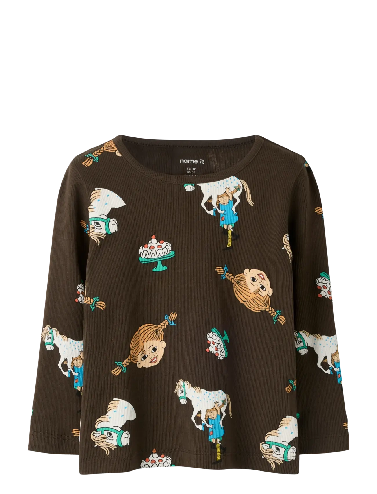 NAME IT Nmfsoca Pippi Ls Oberteil Lnoos Sky Braun - 80 - Kinder