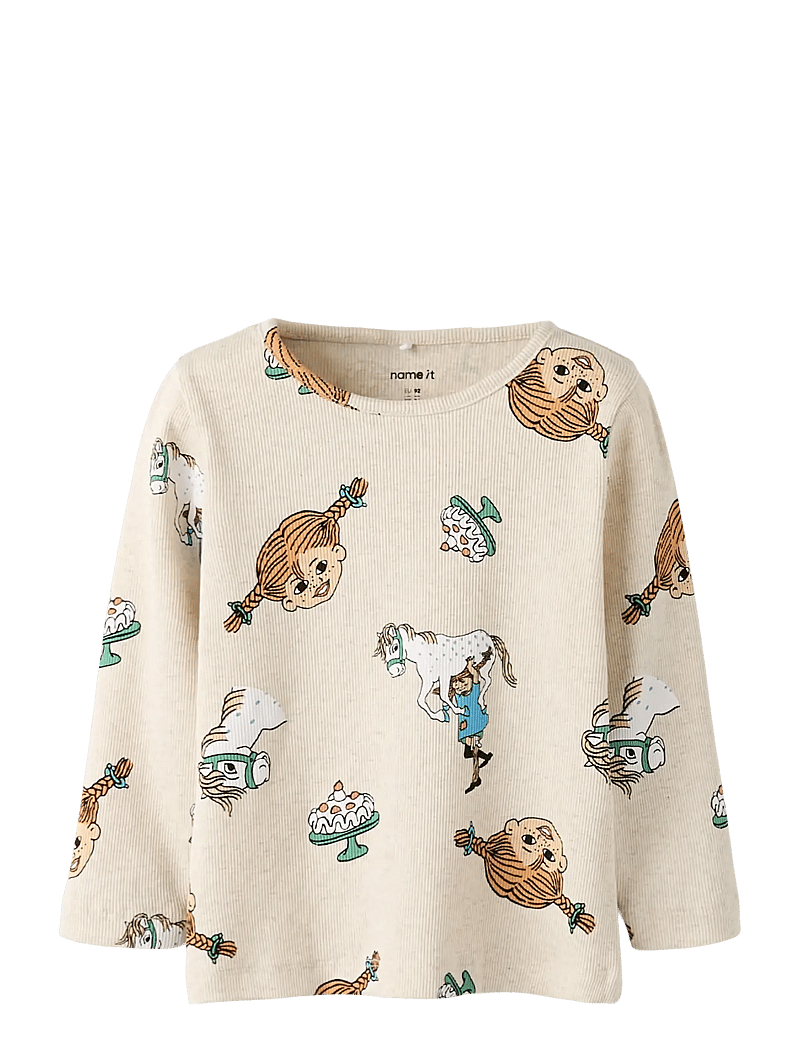 name it - NMFSOCA PIPPI LS TOP LNOOS SKY - langärmelig - peyote melange - 1