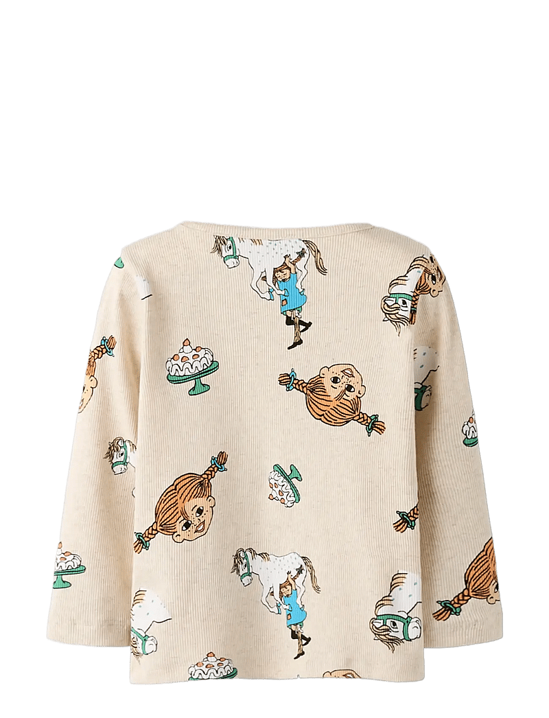 name it - NMFSOCA PIPPI LS TOP LNOOS SKY - langärmelig - peyote melange - 2