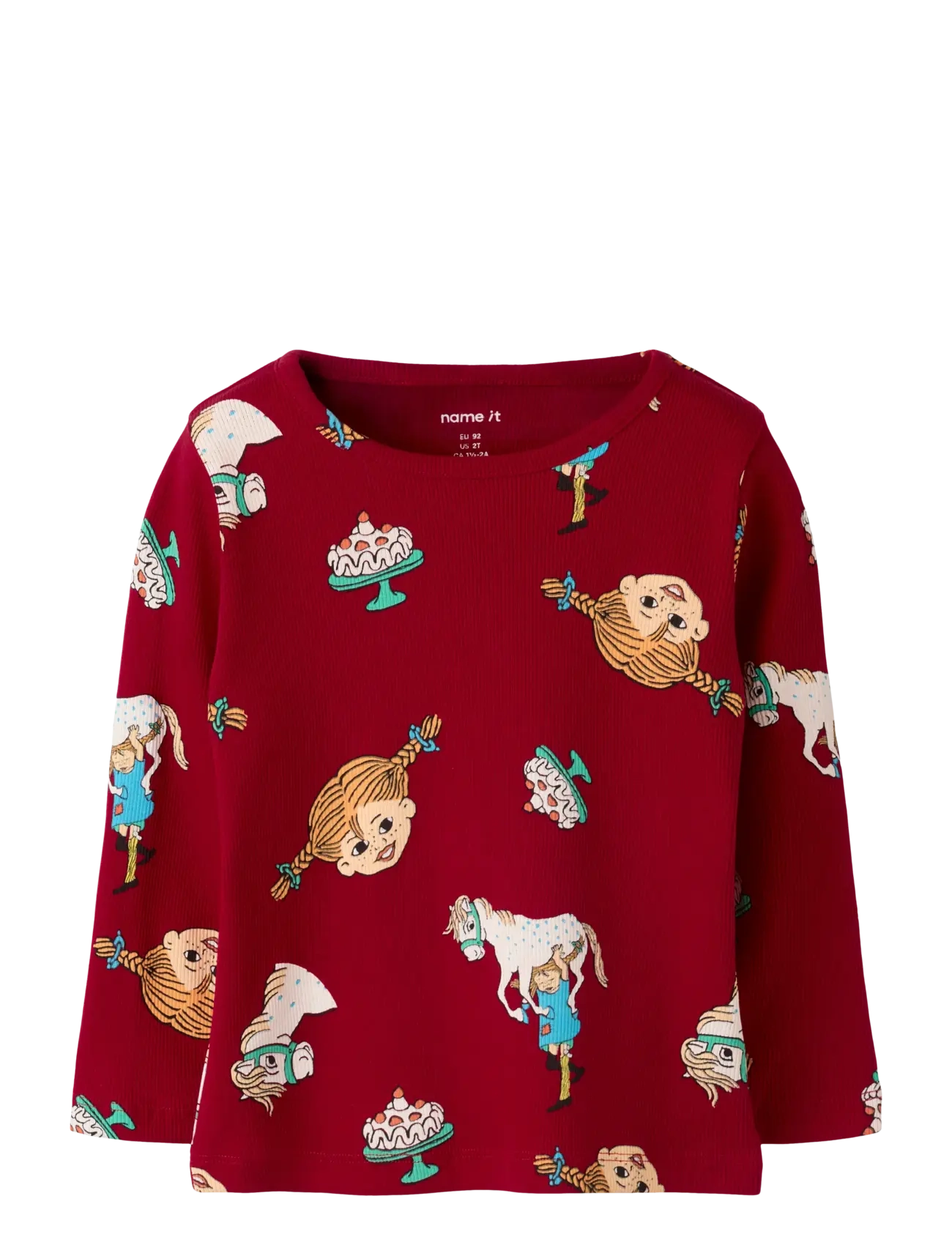 NAME IT Nmfsoca Pippi Ls Oberteil Lnoos Sky Rot - 98 - Kinder